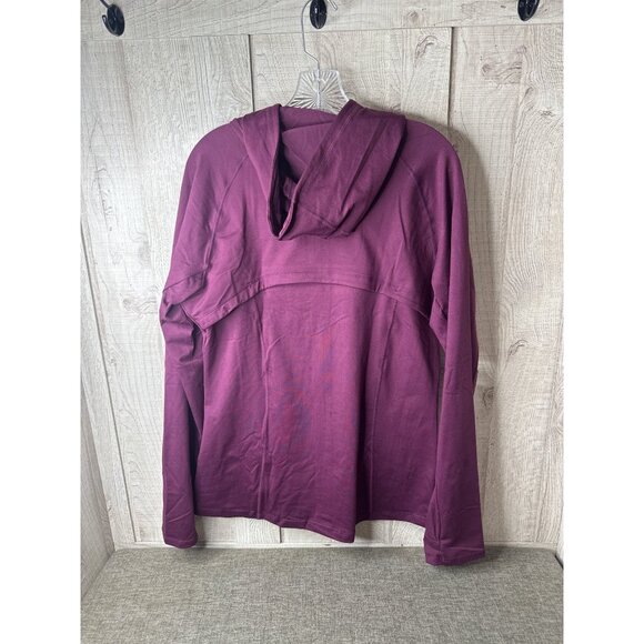 Womens 2XL Maroon Hooded Full Zip Athletic Jacket With Pockets Thumb Holes - Picture 2 of 9